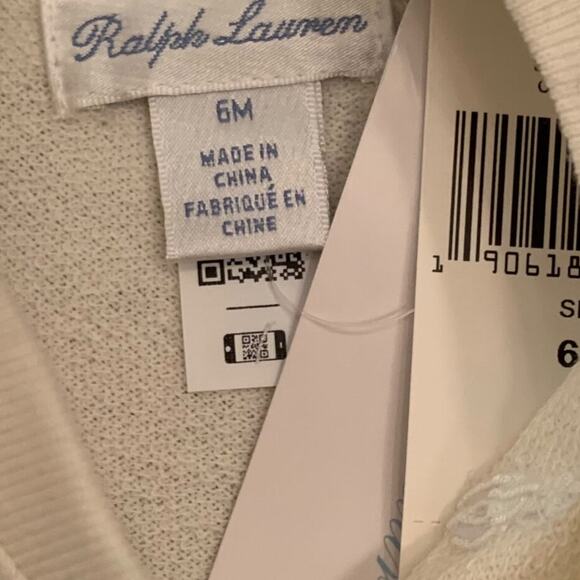 NWT! Ralph Lauren Long Sleeve Cream Shirt with Ruffle. Size 6m. *READ* - Picture 3 of 4